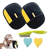 Tierhaarentferner Handschuh, 5 Stück mit Handschuh Katzenhaare und Haarentfernungsbürste, Reusable Double Sided Electrostatic Pet Hair Remover for Couch, Furniture, Carpet, Car Seat