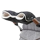 Kinderwagen Handwärmer, Handschuhe Handmuff mit Fleece Innenseite,Kinderwagenmuff Atmungsaktiv Wasserfest Winddicht, Universalgröße für Buggy, Radanhänger, Schwarz