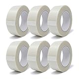 gws Filament-Klebeband, extra starkes Packband in Profi-Qualität, Gewebeband in Kreuzrichtung glasfaserverstärkt, Dicke: 120 μm (6 Rollen, 38 mm x 50 m, kreuzverstärkt)