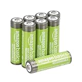 Amazon Basics 8er-Pack wiederaufladbare AA-NiMH-Batterien mit hoher Kapazität, 2400 mAh, 1,2 V, bis zu 400-mal aufladbar, vorgeladen