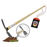 SHW-FIRE | Hochwertig geschmiedete Doppelhacke, breites und schmales Blatt, robuster 135 cm Eschenholzstiel, ideal für Graben, Umpflanzen & Beetpflege | Made in Germany