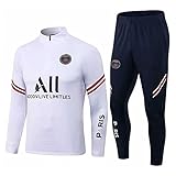 JIEAGY Paris Jersey Trainingsanzug Lange Ärmel Jacke Frühling und Herbst Jacke Fußball Uniform Benutzerdefinierte PSG Männer Frauen(L/L/Large,Weiß)