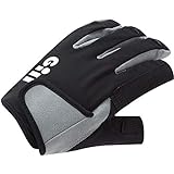 Gill Deckhand Segelhandschuhe – Langfinger mit freiliegendem Zeigefinger und Daumen – 50+ UV-Sonnenschutz und wasserabweisend (Schwarz, XL)