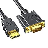 HDMI auf VGA Kabel 1.8m, HDMI zu VGA Konverter-Kabel 1080p@60Hz (Stecker auf Stecker), HDMI VGA Vergoldet Adapter kompatibel mit 720p/1080p Computer, Desktop, Laptop, PC, Monitor, Projektor