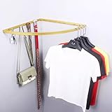 Oracra Kleiderstange Schrank Rechtwinklige Kleiderbügelstange für Kleidung, Platzsparende Eck-Kleiderschrank-Stangenhalterung, Metall Wand Kleiderständer Stange mit Haken(Gold,50cm(19 3/4'))