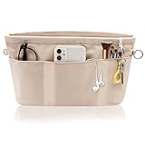 SUPRBIRD Handtaschen Organizer Nylon, Tasche in Tasche Organizer, Taschenorganizer Bag in Bag Organizer mit Schlüsselbund (Beige, M)