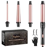 Haglater Lockenstab 4 in 1 Multifunktions Austauschbare Keramikbeschichtung Curling Iron, Lockenstäbe mit Verschiedenen Aufsätzen Große und Kleine Locken, Welleneisen für Beach Waves