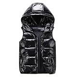 Generisch 2025 Glänzende Daunenweste Daunenjacke Herren Damen - Steppjacke Mit Kapuze Ärmellos Steppweste Einfarbig Daunenweste Herbst Winter Warme Bequem Jacke S-4Xl