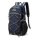 Wanderrucksack Herren Damen 40L, Leicht Faltbarer Wasserdichter Reiserucksack Trekkingrucksack, Kletterrucksack, Outdoor Groß Hiking Daypack Backpack für Wandern, Reisen, Camping (Dunkelblau)