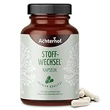 Stoffwechsel Kapseln (120 Kapseln) | Funktion aus Cholin, Zink und Chrom | plus Garcinia Cambogia, Guarana-, Grüntee- & Ingwer-Extrakt | für 60 Tage | vom Achterhof
