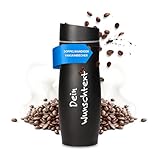 Uakeii Personalisierter Edelstahl Thermobecher 350ml 100% Auslaufsicher Isolierbecher Kaffeebecher to go mit Namen Autobecher Travel Mug mit Wunschgravur (Schwarz - Personalisiert)