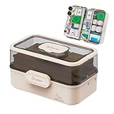 Genérico Aufbewahrungsbox für Medikamente, transparent, mit Schichten, Behälter mit multifunktionalen Fächern, sicher für Zuhause, Schule, Familiengebrauch