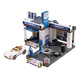 Theo Klein 8647 Bosch Car Service Station | Mit Waschanlage und höhenverstellbarer Hebebühne | Inklusive demontierbarem Auto | Maße: 41 cm 39 cm 29 cm | Spielzeug für Kinder ab 3 Jahren