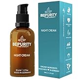 Bepurity Nachtcreme - Hyaluron Serum hochdosiert mit Bio Aloe Vera für alle Hauttypen vegan - Aufpolsterndes Hyaluronsäure Serum - Augencreme gegen Falten und Augenringe - 50 ml Bio Naturkosmetik