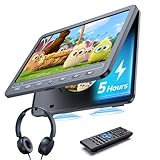 10,5 Zoll Auto DVD Player mit 5 Stunden Akuu, HDMI-Eingang, Kopfhörer, Auto TV Monitor Rücksitz für Kinder, Unterstützung von USB/SD