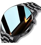 LOYEWAIER Moderne Smart Uhren 1.30'' HD Bildschirm Anruf/Nachricht Erinnerung Bluetooth Uhr Mann Outdoor Sport Aktivität Fitness Tracker Männer Schwarz Edelstahl Smartwatch für Android IOS