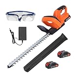 21V Akku Heckenschere Kabellos – Elektrische Heckenschere mit 2 Akkus & Ladegerät, 51 cm Doppelklinge, Ergonomischer Griff, 15 mm Zahnabstand, Ideal für Gartenpflege & Sträucherschnitt (Orange)
