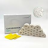deingipsabdruck Gipsbinden Set | 12 Gipsbinden = 36m Gips für Babybauch Gipsabdruck, als Bastelgips, in der Medizin oder im Modellbau | 5cm / 7,5cm / 10cm / 15 cm oder 20cm x 3m (5 cm x 3 m)