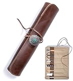 Angus Stoke Messertasche Leder – 7-Fach-Premium Büffelleder Kochmesserrolle – Messer Tasche - Kochtasche Jamie (Braun)