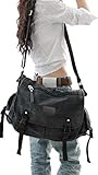 Vintage Canvas Messenger Bag Large Book Laptop Shoulder Bag Women Men New 13 15.6 43.2 cm (Black, 43.2 cm)