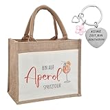 FESSOSKO Rentner Geschenk Frau, Rentner Jutetasche & Schlüsselanhänger Set, Ruhestand Geschenk, Renteneintritt Geschenk Frau, Geschenke Tasche für Damen, Rentnerin Abschiedsgeschenk Kollegin