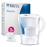 BRITA Wasserfilter-Kanne Marella weiß (2,4l) inkl. 3x MAXTRA PRO All-in-1 Kartuschen – Kanne mit Wasserfilter reduziert Kalk, Chlor, Blei, Kupfer & geschmacksstörenden Stoffen im Leitungswasser