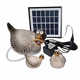 Keramik Wasserspeier mit Solarpumpe - Entenfamilie 3er Set -für Garten - Balkon, Wetterfest, 17x12x14cm für Gartenteiche, Miniteiche - Terrassendeko