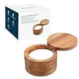 KITCHENDAO Acacia Holz Salzdose, Salzstreuer mit Magnetischer Schwenkdeckel Für Küchen geeignet und Esszimmer, Aufbewahrung von Salz Meersalz Gewürzen Pfeffer Kraut, 6oz