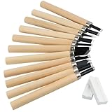 12Stks Manganstahl Holzschnitzmeißel Set, Heimwerker Schnitzer Handmeißel, Professionelle Holzbeitel, Tischler Schnitzwerkzeug mit 2 Schleifsteinen, Graviermeißel für Anfänger Holzschnitzen
