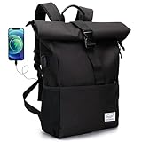 MoFut Rucksack Damen Groß Rucksack Herren Groß Schulrucksack viele Fächer mit 15,6' Laptopfach, Unisex Rolltop Rucksack Wasserdicht, Lässiger Backpack Schule Freizeit Uni Arbeit Wandern.