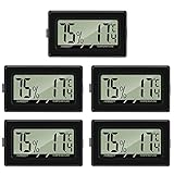 Thlevel Luftfeuchtigkeitsmesser Thermometer Hygrometer Mini Digital Temperatur Zimmerthermometer für Innen Büro Wohnzimmer (5PCS)