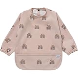 Yiupea Lätzchen mit Ärmeln Baby Mess Proof - Maschine Waschbar & Wasserdicht 6-24 Monate für Baby Led Weaning, Coverall Lätzchen für-Fütterung-Rosa