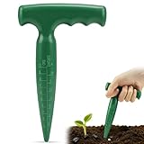 Milifox Pikierstab,Blumenzwiebelpfanzer,Zwiebelpflanzer für Blumenzwiebeln mit Messskala für Genaues Pflanzen,Idealer Zwiebelpflanzer das Aussäen von Gemüse und Blumen,Grün