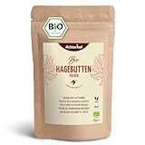 Hagebuttenpulver Bio 1000g | ganze Hagebutte gemahlen | fruchtiges, süß-würziges Aroma | 100% Bio Hagebutten Pulver in Rohkostqualität | vom Achterhof