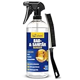 bio-chem Bad- & Sanitärreiniger mit Fugenbürste – 750 ml – Kalkentferner & Badreiniger Spray für Dusche, WC, Fliesen, Waschbecken – inkl. Reinigungsbürste für Fugen & Rillen