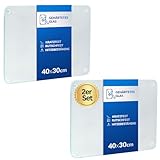 getgastro 2-er Set Schneidebrett Glas 40x30, Rutschfest mit Füße, Glasschneidebrett ohne Mikroplastik, hygienisches Küchen-brett, kratzfeste & hitzebeständige Oberfläche