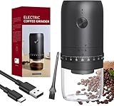 Kaffeemühle Elektrisch mit kegelmahlwerk, Tragbar Klein Coffee Grinder wiederaufladbar, 40 Grobkörnigkeitseinstellung, Elektrische Mahlgerät mit Keramikkern für Kaffeebohnen, Getreide und Gewürze