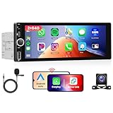 Podofo Android 13 2G+64G Autoradio, 6,86 Zoll Touchscreen mit Wireless Carplay Android Auto Mirror Link, Auto Radio Bluetooth 1 Din Radio Unterstützung GPS/WiFi/FM/RDS/SWC/EQ+Rückfahrkamera