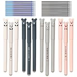 WUFANC Radierbare Stifte Set - 12 Stück Radierbarer Kugelschreiber + 24 Stück Minen - 0,5 mm Erasable Pen - Radierbarer Tintenroller für Studenten, Lehrer (36er Set)