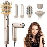 Anluomania 5 in 1 Warmluftbürste Set, 1000W Airstyler Set mit lonen Föhn, Hair Styler, Föhnbürste, Lockenstab Automatisch, Rundbürste, Haarstyler, Haartrockner Zum Volumisieren, Locken, Glätten