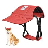 Pawaboo Hunde Baseballmütze, Hundemütze mit elastischen Ohrlöchern, Verstellbar Hundecap Sport Haustier Hut Sonnenschutz für kleine, mittelgroße & große Hunde, Hunde Outfits Hundekostüm (Rot, M)