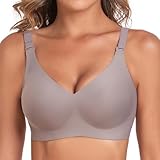 Vinfact Nahtloser BH Damen Ohne Bügel Push up BH Damen Große Brüste Starker Halt V-Ausschnitt Bügelloser BH Seamless Bequem BH T Shirt Schlaf BH Gepolstert Bralette (GR,XL)
