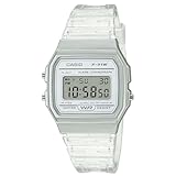 CASIO Damen Digital Quarz Uhr mit Resin Armband F-91WS-7EF, Transparent