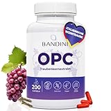 Bandini® OPC Traubenkernextrakt 200 Kapseln | Höchster OPC Gehalt nach HPLC |95% reines OPC je Kapsel aus italienischen Weintrauben | OPC Gehalt 1052mg EXTRAKT mit 999,4mg OPC + 24mg VITAMIN C