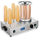 Royal Catering Hot Dog Maschine Gastro Hot-Dog Maker Professionell RCHW 2300 (Leistung 1100 Watt, Temperatur 0-95 °C, Zylinderhöhe 24 cm, Zylinderdurchmesser 20 cm, 4 Toaststangen)