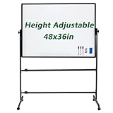 Mobiles Stehendes Whiteboard auf Rädern, tragbare, magnetische, trocken abwischbare Tafel, höhenverstellbar, Staffelei-Stil, Rollen für Klassenzimmer, Büro, Zuhause