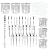 1 Ml Kolostrum Spritze, 30 Kolostrum Sammler Mit Kappen Ohne Nadel, Mit 3 Stück 20 Ml 3 Stück30 Ml Messbecher Und 50 Stück Klebeetiketten，Colostrum Collector Messen Flüssigkeiten, Kolostrum Sammeln