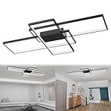 LARS360 Modern LED Deckenleuchte Eckig, 120W Geometrisch LED Deckenlampe Schwarz, Geometrisch Multifunktional Deckenbeleuchtung für Wohnzimmer, Schlafzimmer, Büro - Kaltweiß