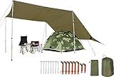 GEERTOP 17 × 10 ft große Camping Zelt Tarp Outdoor wasserdichte flammhemmende Hängematte Regen Fliege Rucksack Zelt Tarp Shelter für Wandern Reise Picknick Zeltplane (Nicht inklusive Stöcke) (braun)