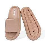 Leevar Hausschuhe für Damen Herren, Wolkenschuhe Dicke Plattform Sommer Strand Eva Weiche Sohle Slide Sandalen, Dusche Schnell Trocknend Badezimmer Massage Pool Gym Haus Slipper (Braun 39/40 EU)